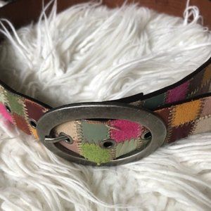 Vintage FOSSIL Women's Multicolor Patchwork Leather Belt